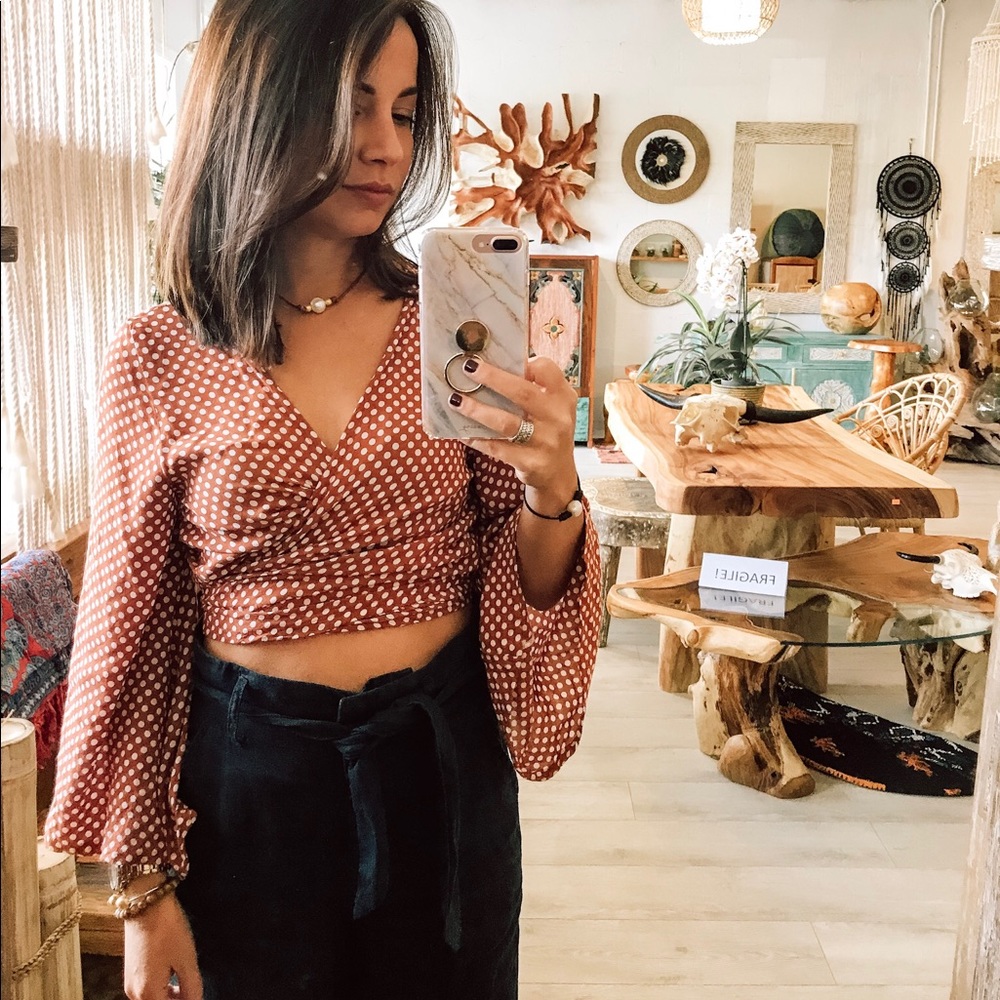 Rust Orange Wrap Top